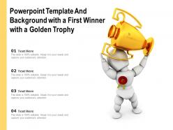 Powerpoint template and background with a first winner with a golden trophy