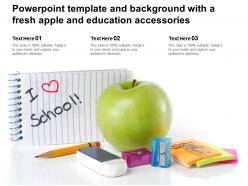 Powerpoint template and background with a fresh apple and education accessories