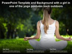 Powerpoint template and background with a girl in one of the yoga postures back outdoors