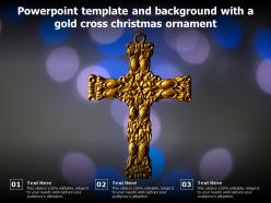 Powerpoint template and background with a gold cross christmas ornament