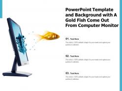 Powerpoint template and background with a gold fish come out from computer monitor