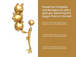 Powerpoint template and background with a gold guy balancing the piggys finance concept