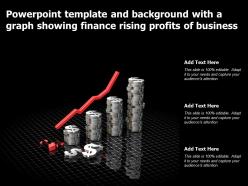 Powerpoint template and background with a graph showing finance rising profits of business