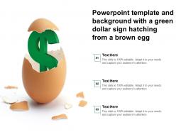 Powerpoint template and background with a green dollar sign hatching from a brown egg
