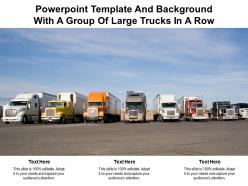 Powerpoint template and background with a group of large trucks in a row