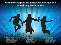 Powerpoint template and background with a group of young happy friends outside