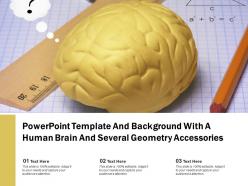 Powerpoint template and background with a human brain and several geometry accessories
