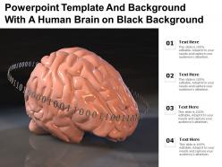 Powerpoint template and background with a human brain on black background
