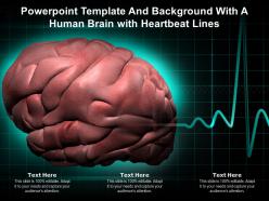 Powerpoint template and background with a human brain with heartbeat lines
