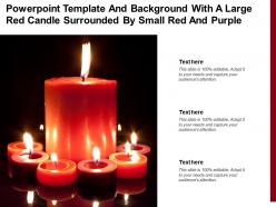 Powerpoint template and background with a large red candle surrounded by small red purple