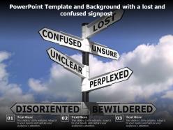 Powerpoint template and background with a lost and confused signpost