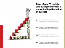 Powerpoint template and background with a man climbing the ladder of success