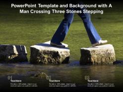 Powerpoint template and background with a man crossing three stones stepping