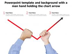 Powerpoint template and background with a man hand holding the chart arrow