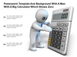 Powerpoint template and background with a man with a big calculator which shows zero