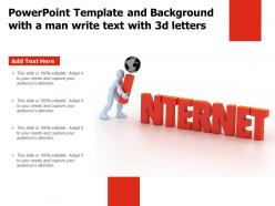 Powerpoint template and background with a man write text with 3d letters