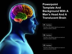 Powerpoint template and background with a mans head and a translucent brain