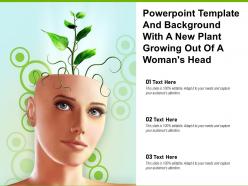 Powerpoint template and background with a new plant growing out of a womans head