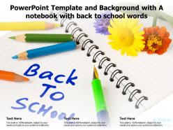Powerpoint template and background with a notebook with back to school words