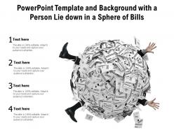 Powerpoint template and background with a person lie down in a sphere of bills