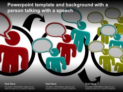 Powerpoint template and background with a person talking with a speech