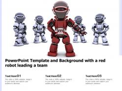 Powerpoint template and background with a red robot leading a team