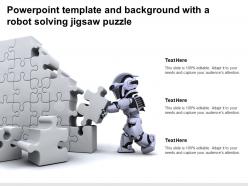 Powerpoint template and background with a robot solving jigsaw puzzle