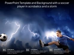 Powerpoint template and background with a soccer player in acrobatics and a storm