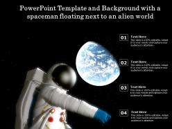Powerpoint template and background with a spaceman floating next to an alien world