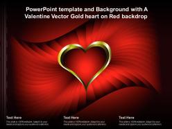 Powerpoint template and background with a valentine vector gold heart on red backdrop
