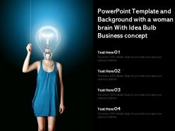 Powerpoint template and background with a woman brain with idea bulb business concept