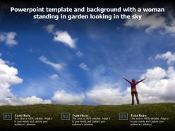 Powerpoint template and background with a woman standing in garden looking in the sky