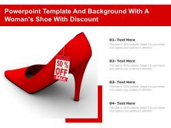 Powerpoint template and background with a womans shoe with discount on white 3d render