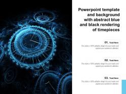 Powerpoint template and background with abstract blue and black rendering of timepieces