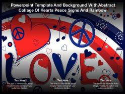Powerpoint template and background with abstract collage of hearts peace signs and rainbow
