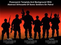 Powerpoint template and background with abstract silhouette of some soldiers on patrol
