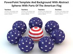 Powerpoint template and background with abstract spheres with parts of the american flag