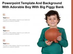 Powerpoint template and background with adorable boy with big piggy bank