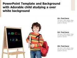 Powerpoint template and background with adorable child studying a over white background