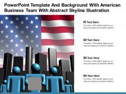 Powerpoint template and background with american business team with abstract skyline illustration