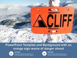 Powerpoint template and background with an orange sign warns of danger ahead
