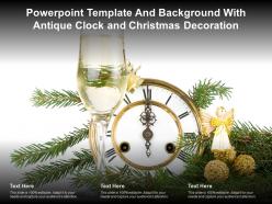 Powerpoint template and background with antique clock and christmas decoration