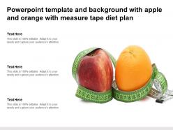 Powerpoint template and background with apple and orange with measure tape diet plan