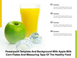 Powerpoint template and background with apple milk corn flakes and measuring tape of the healthy food