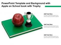 Powerpoint template and background with apple on school book with trophy