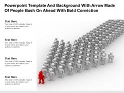Powerpoint template and background with arrow made of people bash on ahead with bold conviction