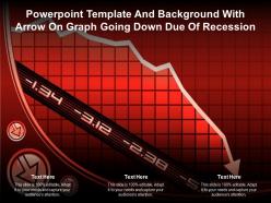 Powerpoint template and background with arrow on graph going down due of recession