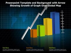 Powerpoint template and background with arrow showing growth of graph over global map