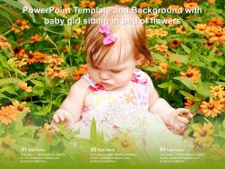 Powerpoint template and background with baby girl sitting in bed of flowers