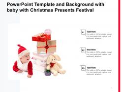 Powerpoint template and background with baby with christmas presents festival